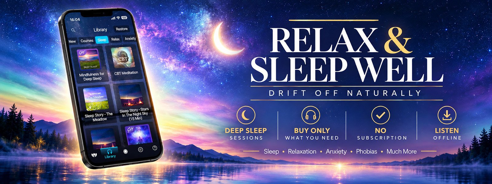 Relax & Sleep Well Meditation app by Glenn Harrold