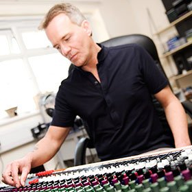 Glenn Harrold mixing a hypnosis recording